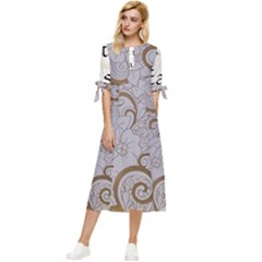 Bow Sleeve Chiffon Midi Dress 