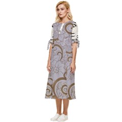 Bow Sleeve Chiffon Midi Dress 