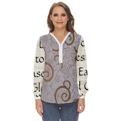 Zip Up Long Sleeve Blouse 