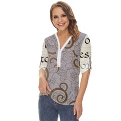 Zip Up Long Sleeve Blouse 