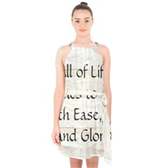 Halter Collar Waist Tie Chiffon Dress 