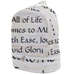 All of Life Come to Me with Ease Joy And Glory 1 Zip Bottom Backpack