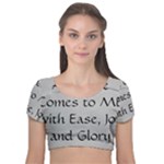 All of Life Come to Me with Ease Joy And Glory 2 Velvet Short Sleeve Crop Top 