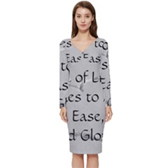 Long Sleeve V-Neck Bodycon Dress  