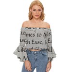 All of Life Come to Me with Ease Joy And Glory 2 Off Shoulder Flutter Bell Sleeve Top