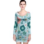 Flower Long Sleeve Bodycon Dress