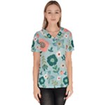 Flower Women s V-Neck Scrub Top