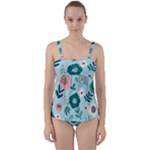 Flower Twist Front Tankini Set