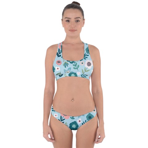 Flower Cross Back Hipster Bikini Set from ArtsNow.com