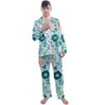 Flower Men s Long Sleeve Satin Pajamas Set