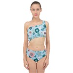 Flower Spliced Up Two Piece Swimsuit