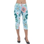 Flower Lightweight Velour Capri Leggings 