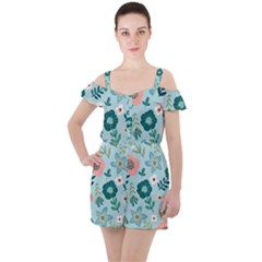 Ruffle Cut Out Chiffon Playsuit 