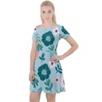 Flower Cap Sleeve Velour Dress 