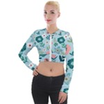 Flower Long Sleeve Cropped Velvet Jacket