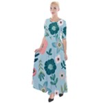 Flower Half Sleeves Maxi Dress