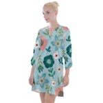 Flower Open Neck Shift Dress