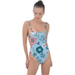 Flower Tie Strap One Piece Swimsuit