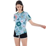 Flower Asymmetrical Short Sleeve Sports Tee