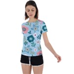 Flower Back Circle Cutout Sports Tee