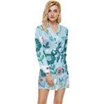 Flower Long Sleeve Satin Robe