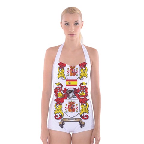 Zabaeleche Coat of Arm Boyleg Halter Swimsuit  from ArtsNow.com