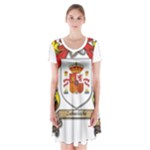 Zabaeleche Coat of Arm Short Sleeve V-neck Flare Dress