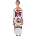 Zabaeleche Coat of Arm Quarter Sleeve Midi Bodycon Dress