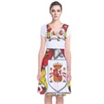Zabaeleche Coat of Arm Short Sleeve Front Wrap Dress