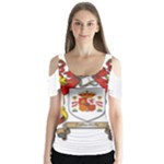 Zabaeleche Coat of Arm Butterfly Sleeve Cutout Tee 