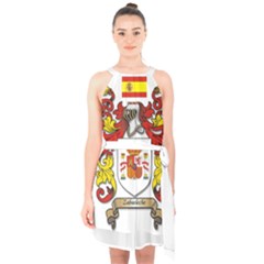 Halter Collar Waist Tie Chiffon Dress 