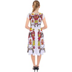 Cap Sleeve Front Wrap Midi Dress 