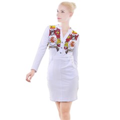 Button Long Sleeve Dress 