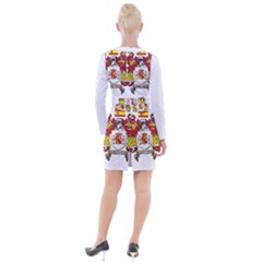 Button Long Sleeve Dress 