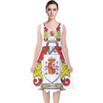 Zabaeleche Coat of Arm V-Neck Midi Sleeveless Dress 