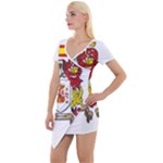 Zabaeleche Coat of Arm Short Sleeve Asymmetric Mini Dress