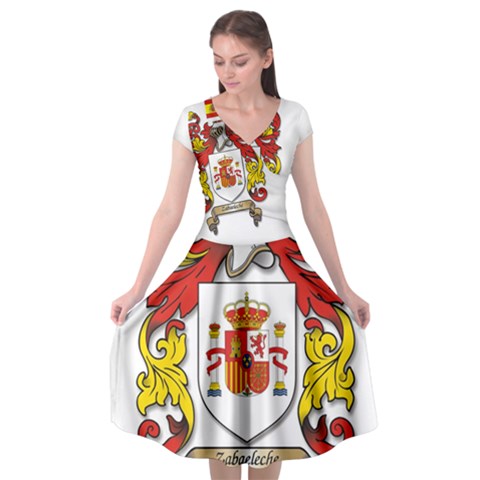 Zabaeleche Coat of Arm Cap Sleeve Wrap Front Dress from ArtsNow.com