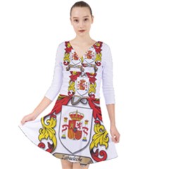 Quarter Sleeve Front Wrap Dress 
