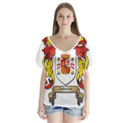 V-Neck Flutter Sleeve Top 