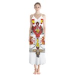 Zabaeleche Coat of Arm Button Up Chiffon Maxi Dress