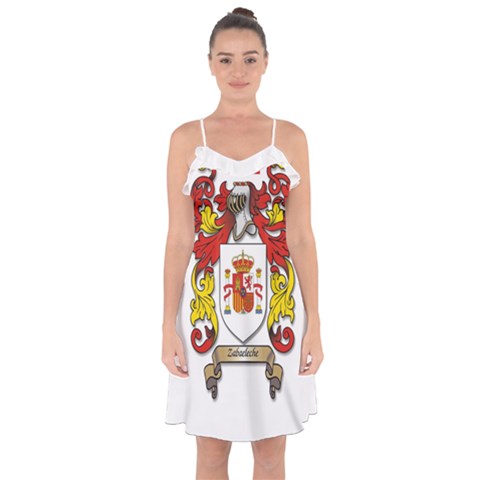 Zabaeleche Coat of Arm Ruffle Detail Chiffon Dress from ArtsNow.com