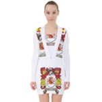 Zabaeleche Coat of Arm V-neck Bodycon Long Sleeve Dress