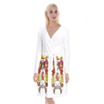 Zabaeleche Coat of Arm Long Sleeve Velvet Front Wrap Dress