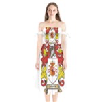 Zabaeleche Coat of Arm Shoulder Tie Bardot Midi Dress