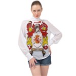 Zabaeleche Coat of Arm High Neck Long Sleeve Chiffon Top