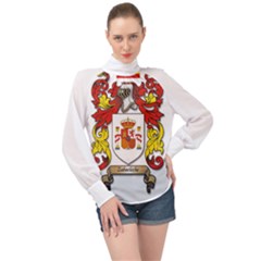 High Neck Long Sleeve Chiffon Top 