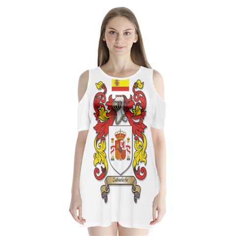 Zabaeleche Coat of Arm Shoulder Cutout Velvet One Piece from ArtsNow.com