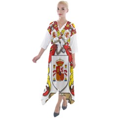 Quarter Sleeve Wrap Front Maxi Dress 
