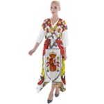 Zabaeleche Coat of Arm Quarter Sleeve Wrap Front Maxi Dress