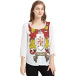 Zabaeleche Coat of Arm Chiffon Quarter Sleeve Blouse